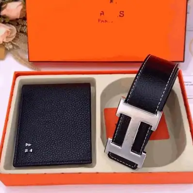 Hermès H Buckle Belt & Wallet Set — wallet, real photo